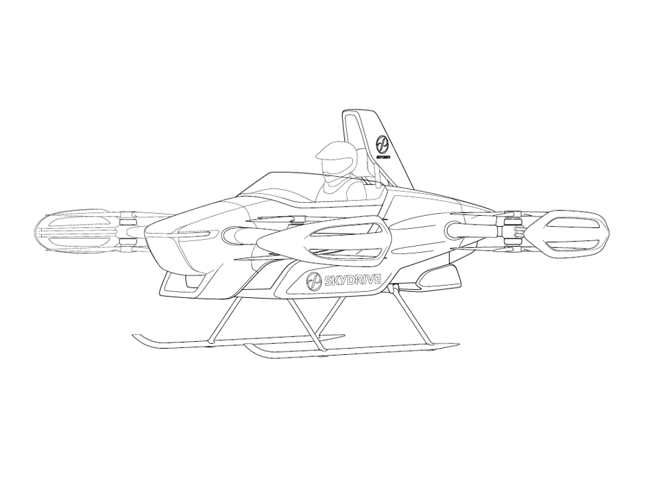 空飛ぶクルマ「SD-03」塗り絵.